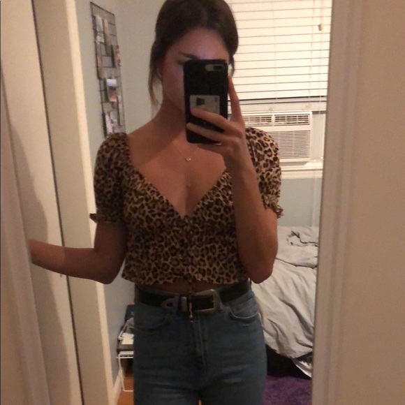 Urban Outfitters Tops - Urban Outfitters tie front cheetah crop top